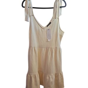 Maven West Cream Tie-Shoulder Sleeveless Tiered Dress